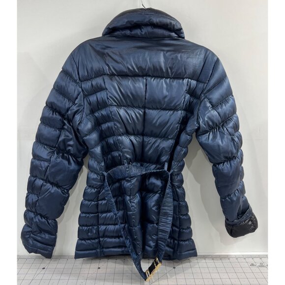 Michael Kors Women's Packable Down Puffer Jacket Navy Blue Gold Accents Sz. M - Picture 9 of 10